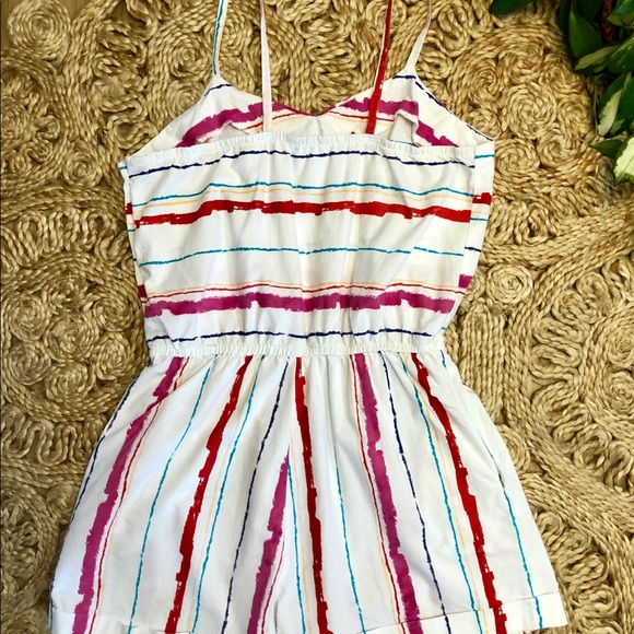 Vintage 80s Colorful romper cotton with pockets - Picture 7 of 8